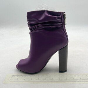 Purple Stylish Peep Toe Slouch Ankle Boots Chunky Stacked Heels Party Prom Shoes